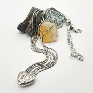 Brighton "Stellar Heart" Multi-Chain Heart Charm Necklace w Crystal Details!